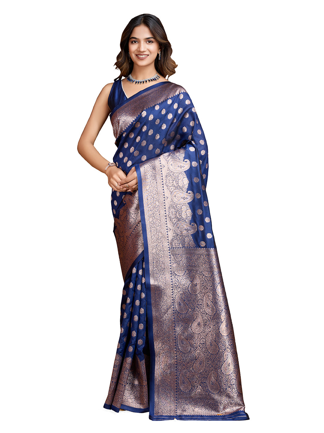 DrapeKatha Sapphire Poise – Woven Bollywood Pure Silk Saree