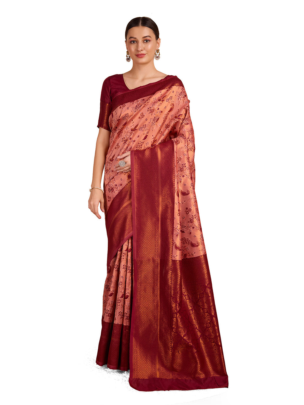 DrapeKatha Rosy Reverie – Woven Banarasi Pure Silk Saree