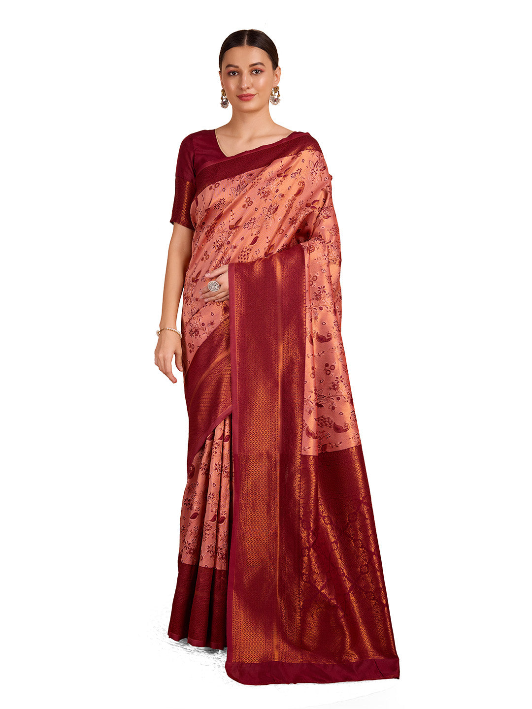 DrapeKatha Rosy Reverie – Woven Banarasi Pure Silk Saree