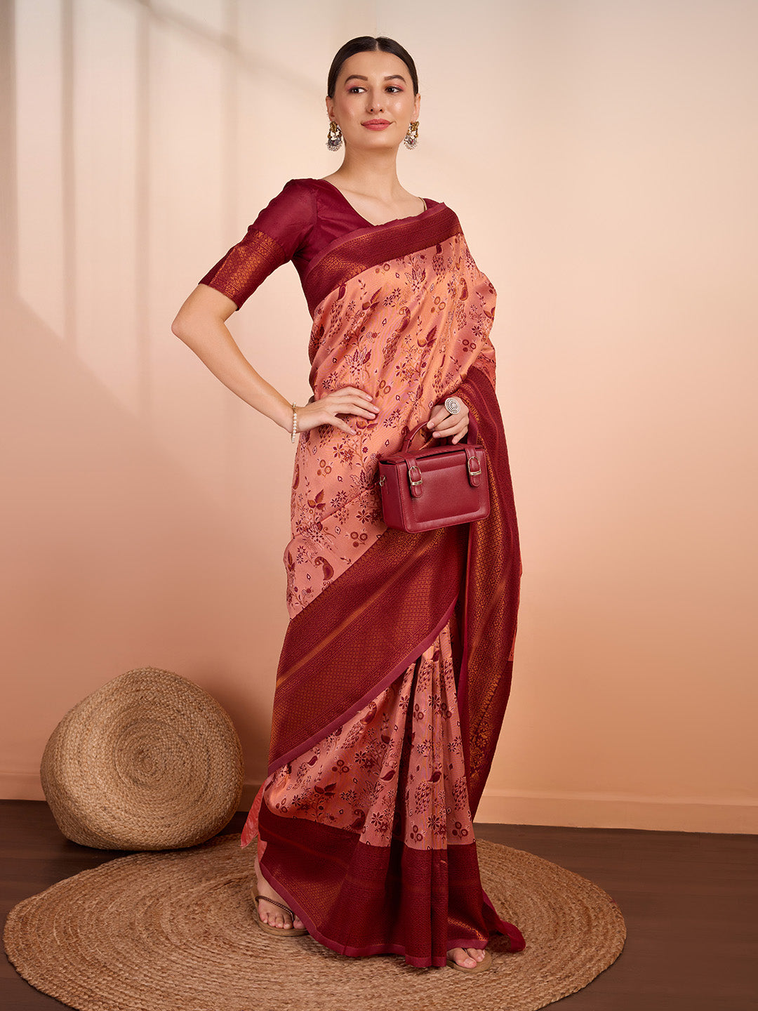 DrapeKatha Rosy Reverie – Woven Banarasi Pure Silk Saree