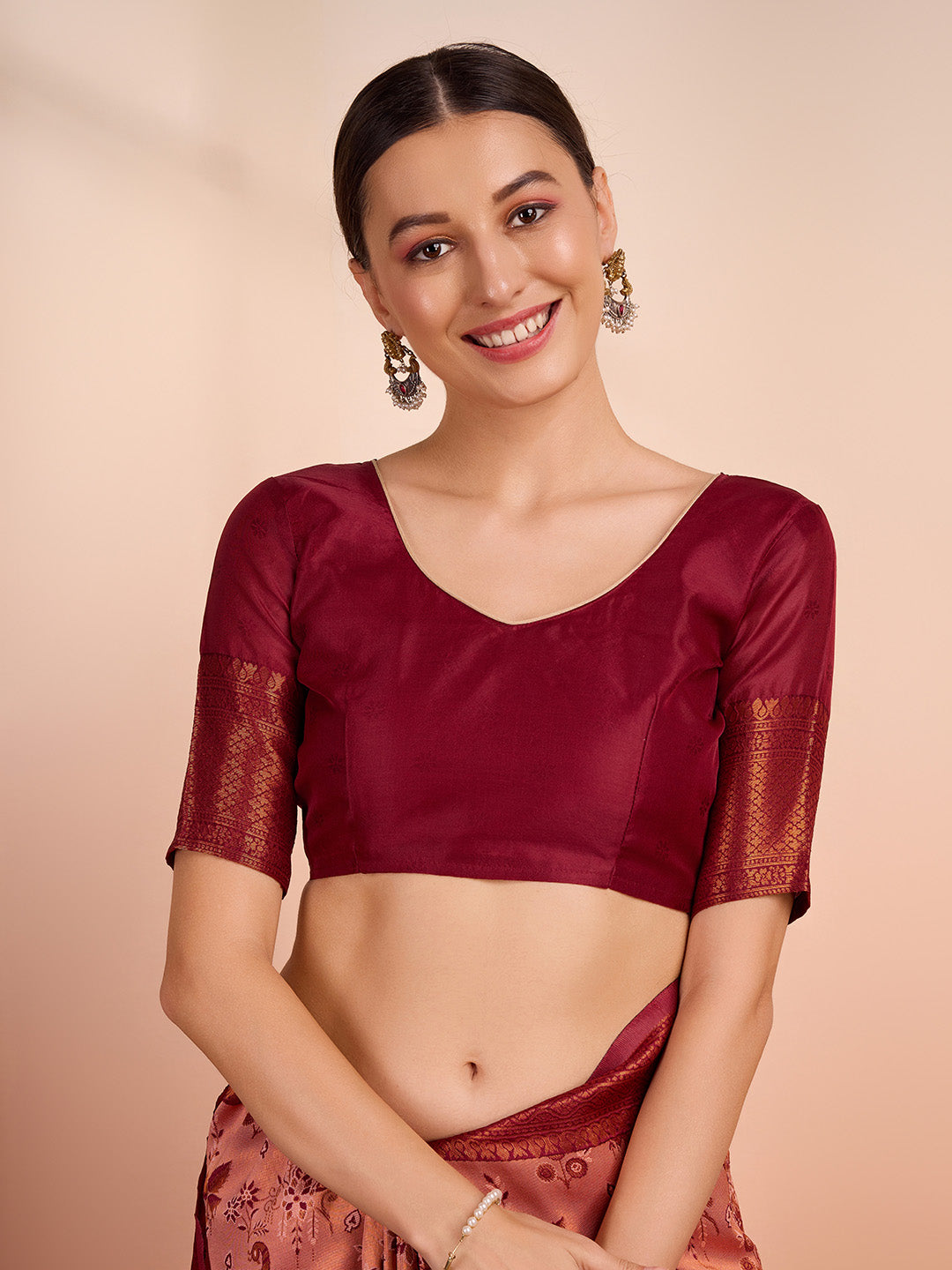 DrapeKatha Rosy Reverie – Woven Banarasi Pure Silk Saree