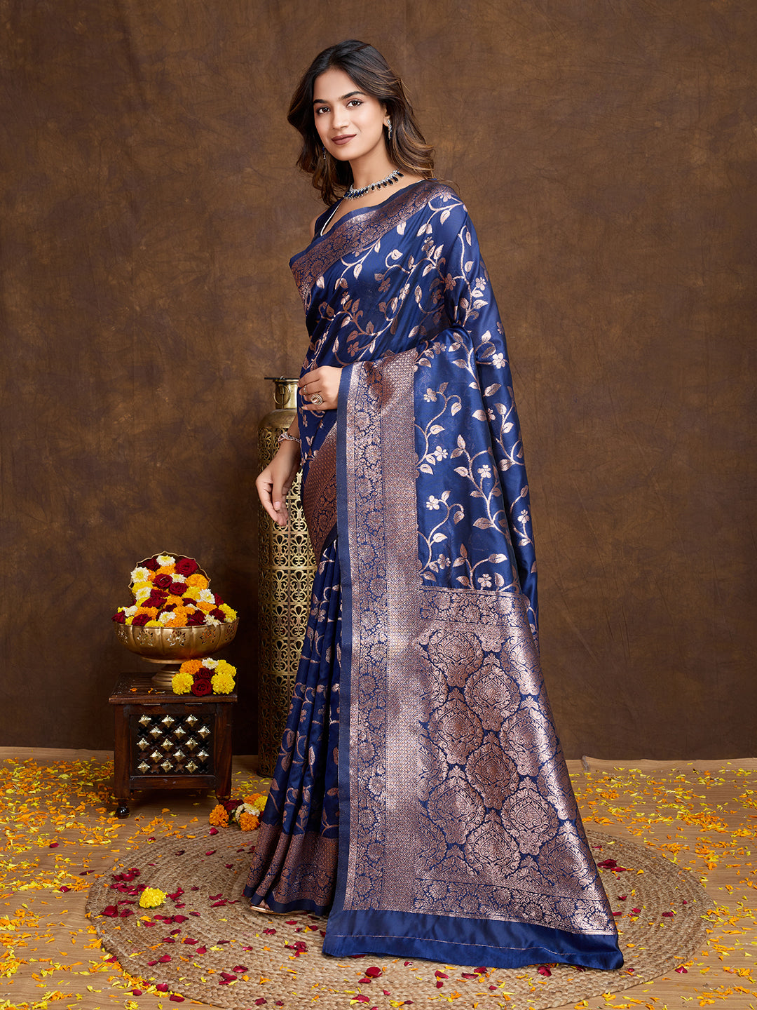 DrapeKatha Midnight Grace – Woven Bollywood Pure Silk Saree