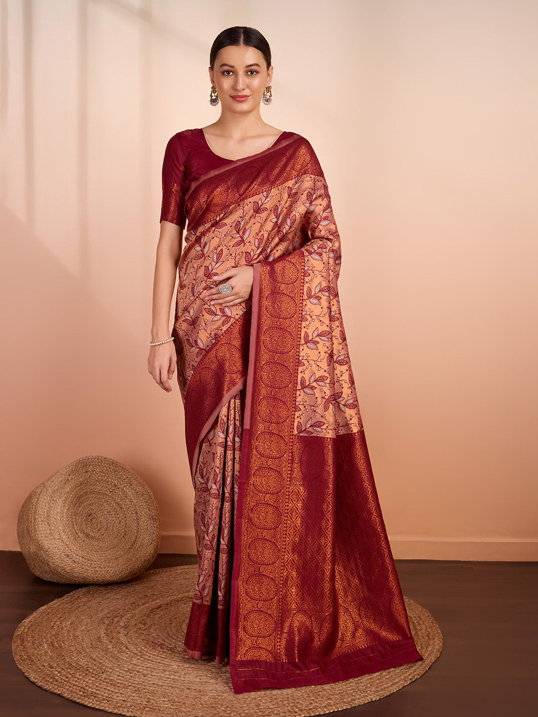 DrapeKatha Ivory Heritage – Woven Banarasi Pure Silk Saree