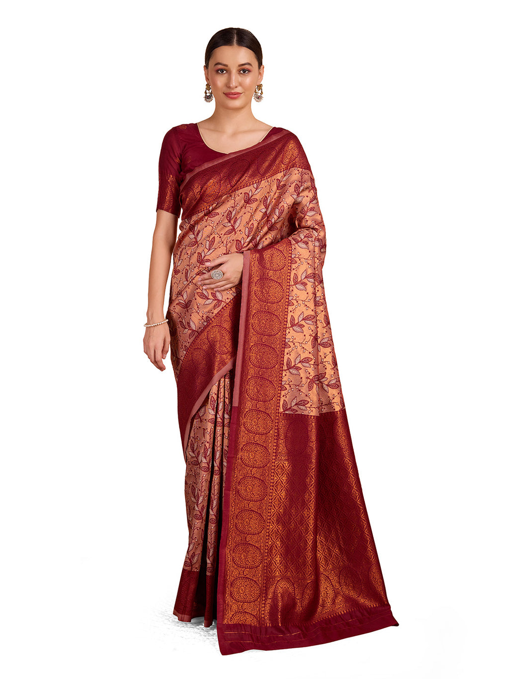 DrapeKatha Ivory Heritage – Woven Banarasi Pure Silk Saree
