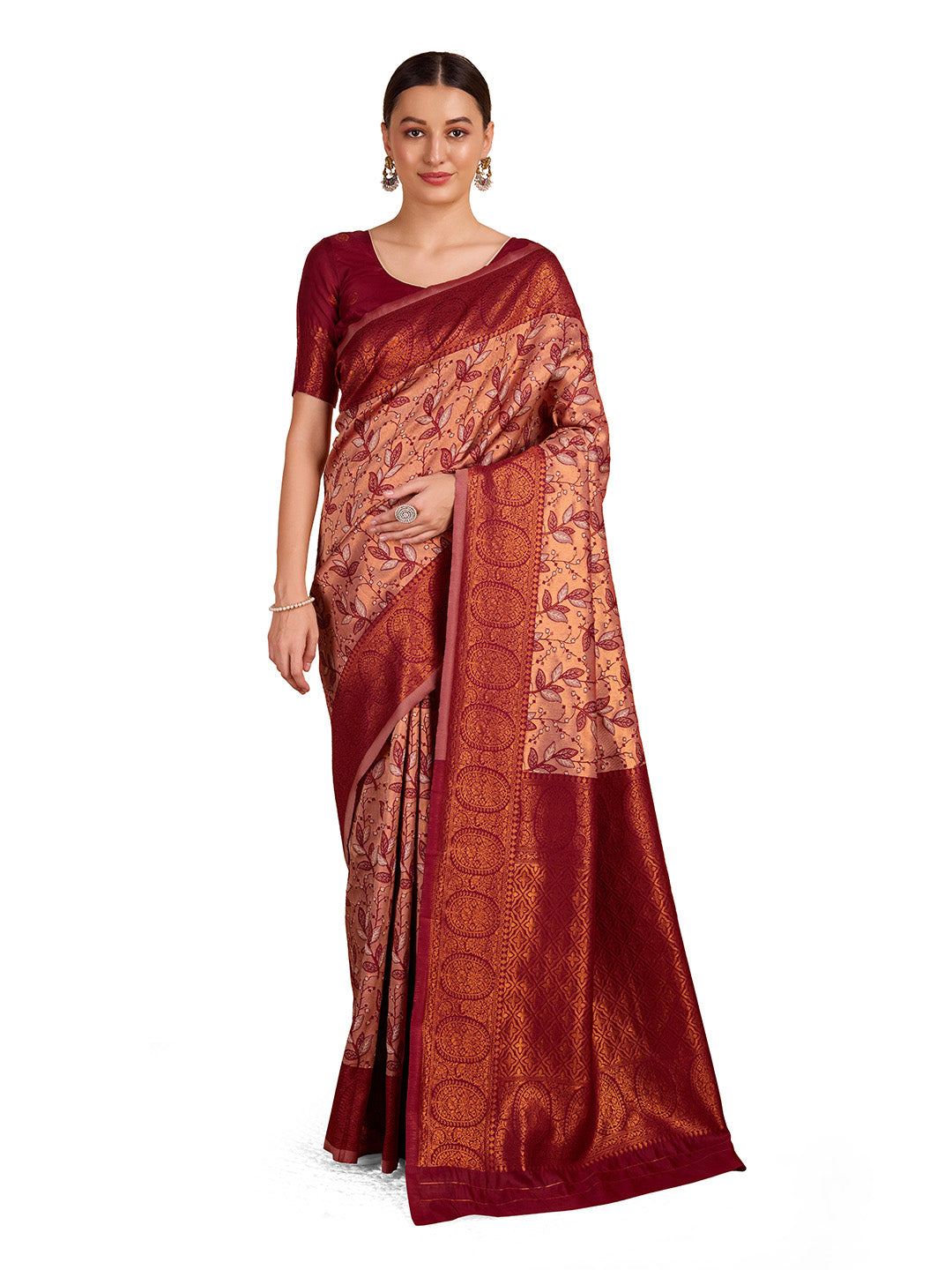 DrapeKatha Ivory Heritage – Woven Banarasi Pure Silk Saree