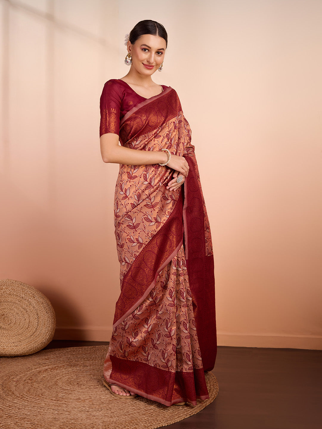 DrapeKatha Ivory Heritage – Woven Banarasi Pure Silk Saree