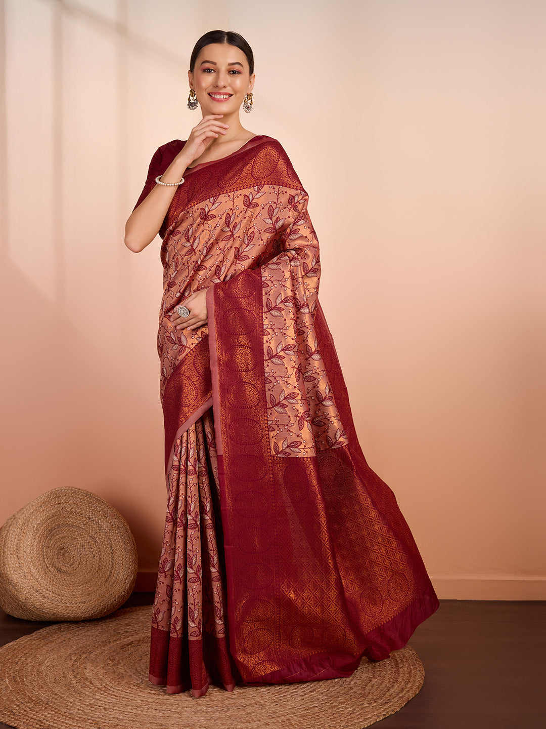 DrapeKatha Ivory Heritage – Woven Banarasi Pure Silk Saree