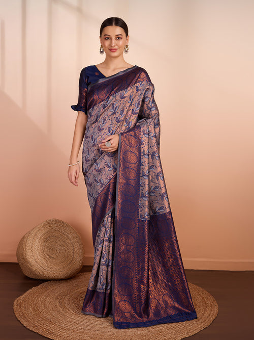 DrapeKatha Ash Opulence – Woven Banarasi Pure Silk Saree