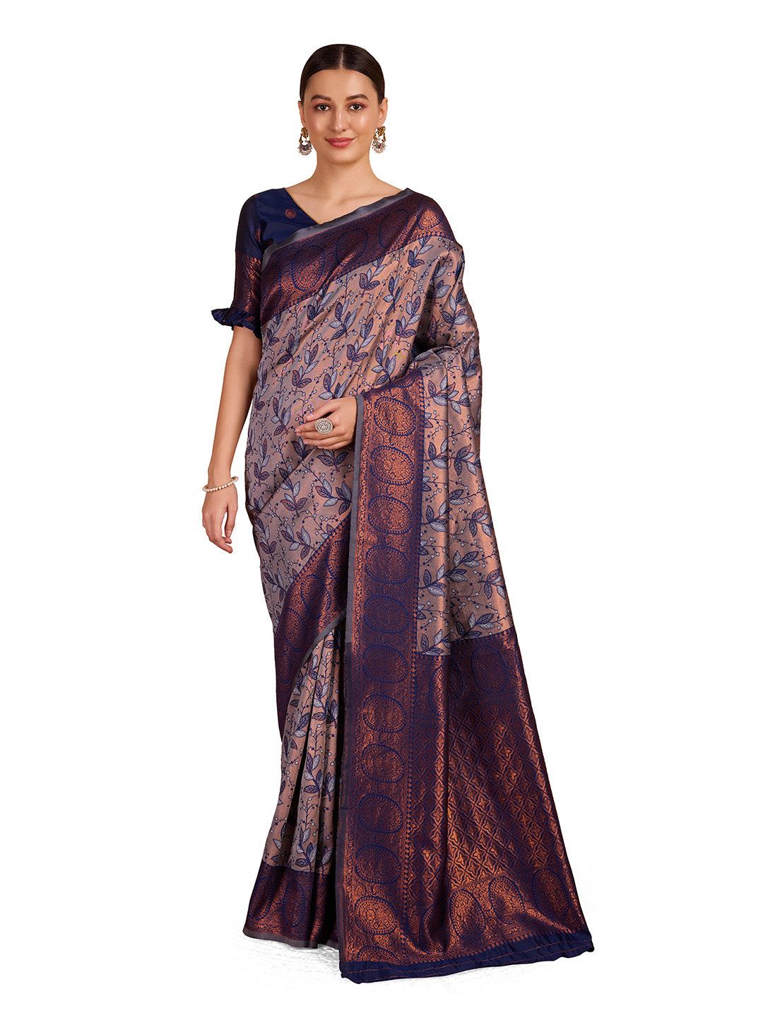 DrapeKatha Ash Opulence – Woven Banarasi Pure Silk Saree