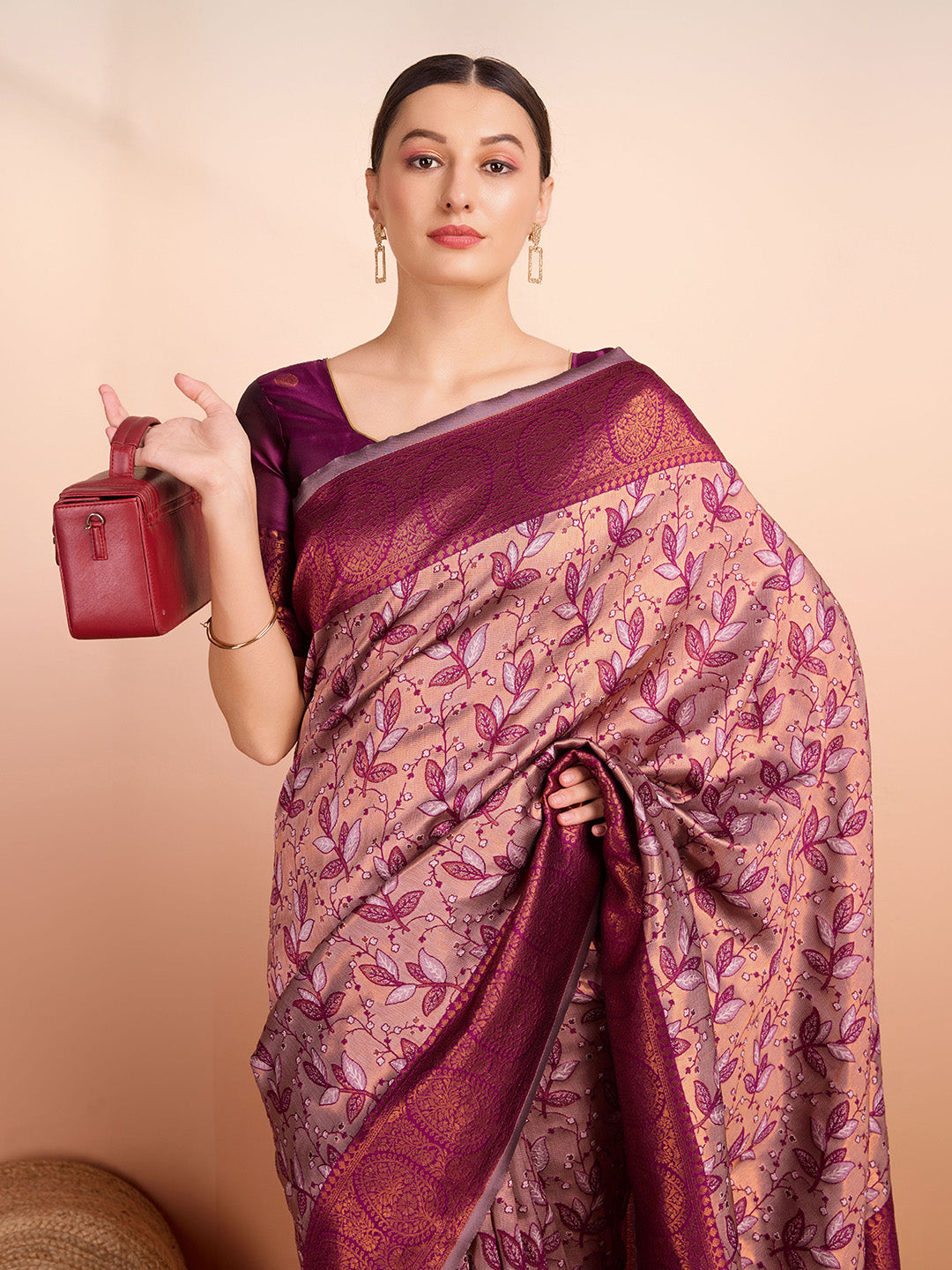 DrapeKatha Rosy Royale – Woven Banarasi Pure Silk Saree