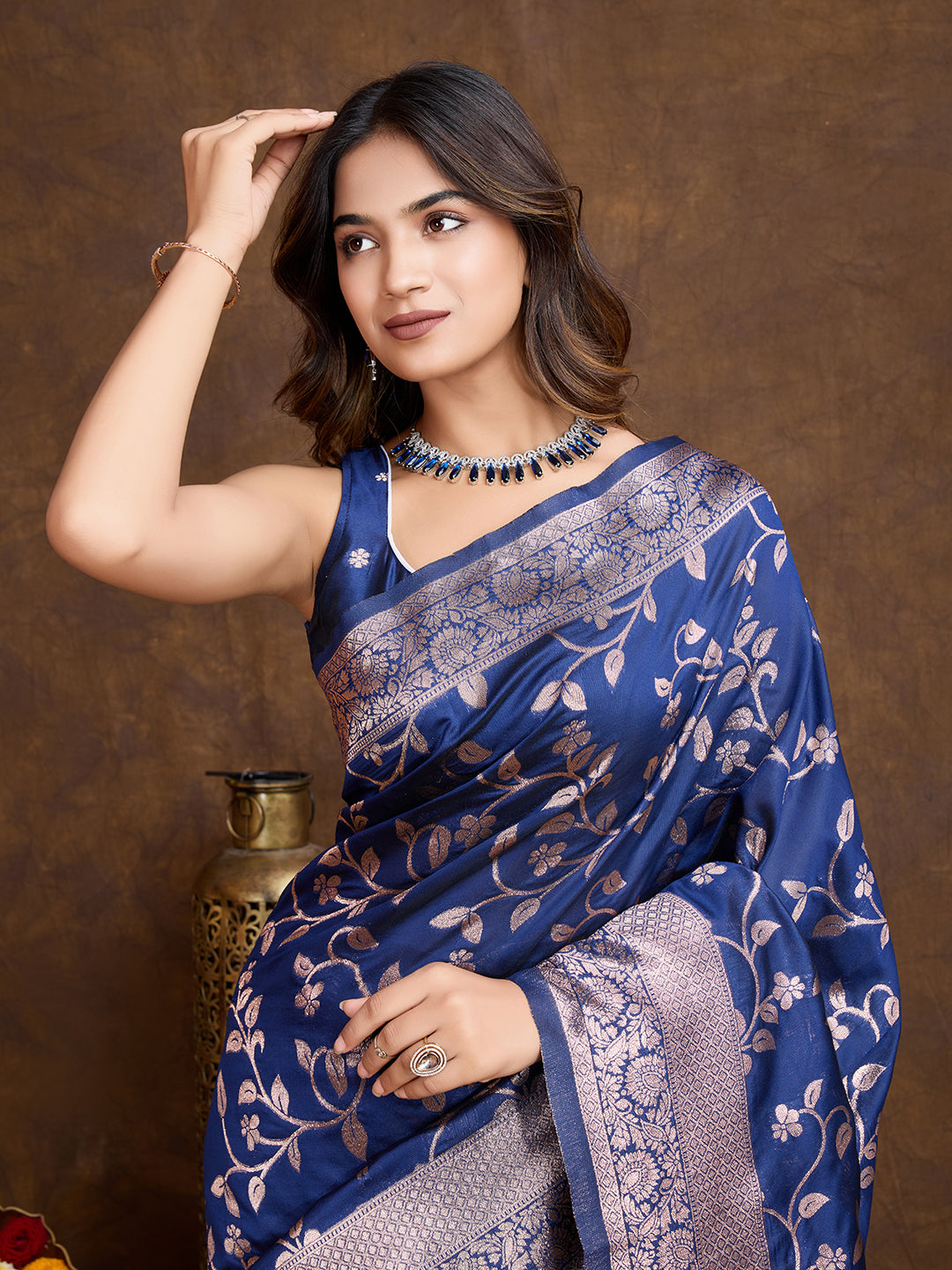 DrapeKatha Midnight Grace – Woven Bollywood Pure Silk Saree