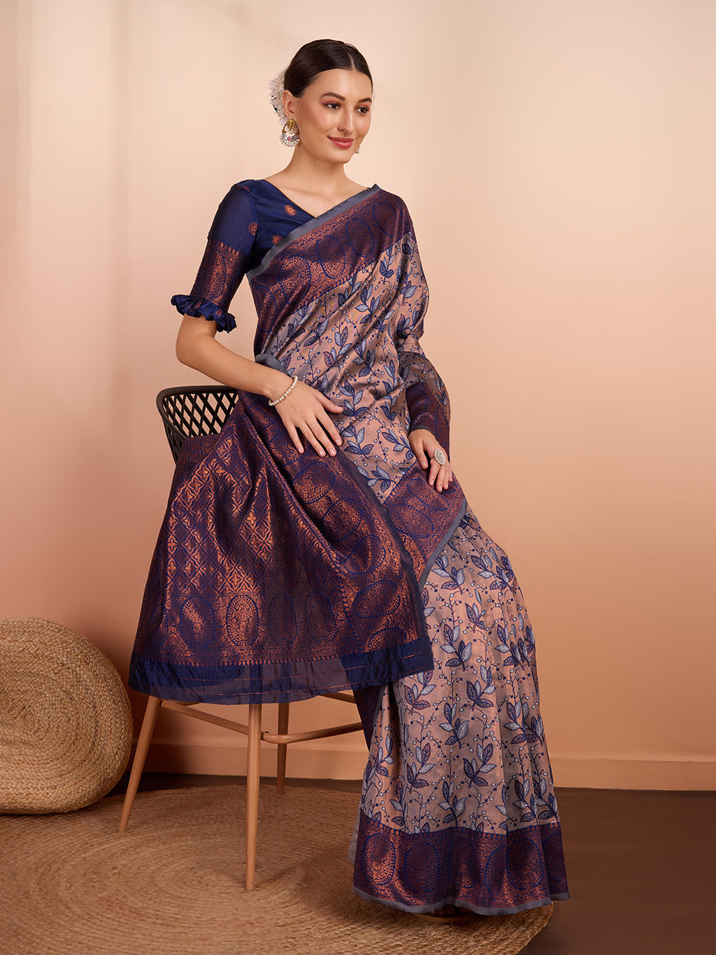 DrapeKatha Ash Opulence – Woven Banarasi Pure Silk Saree
