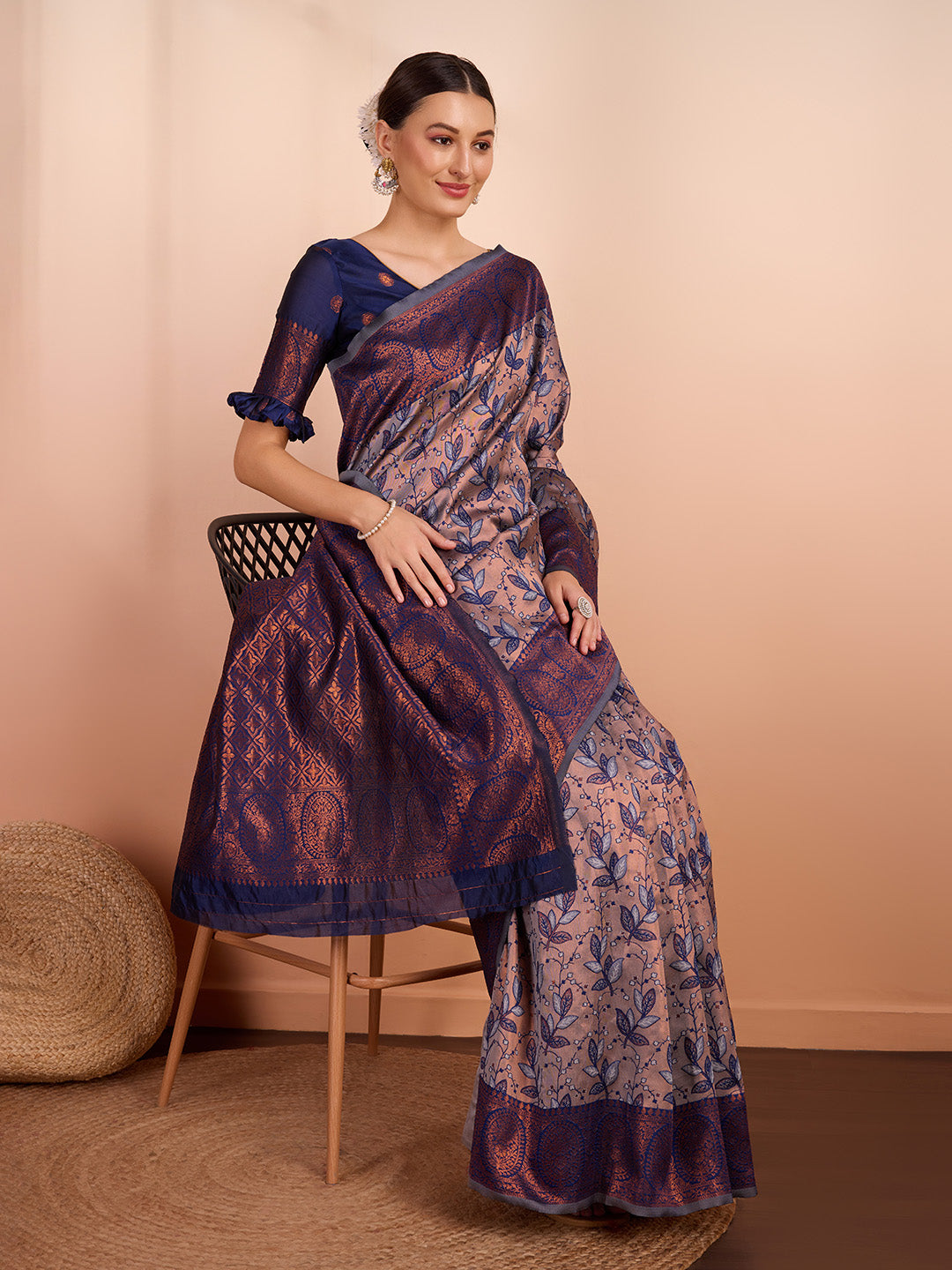 DrapeKatha Ash Opulence – Woven Banarasi Pure Silk Saree