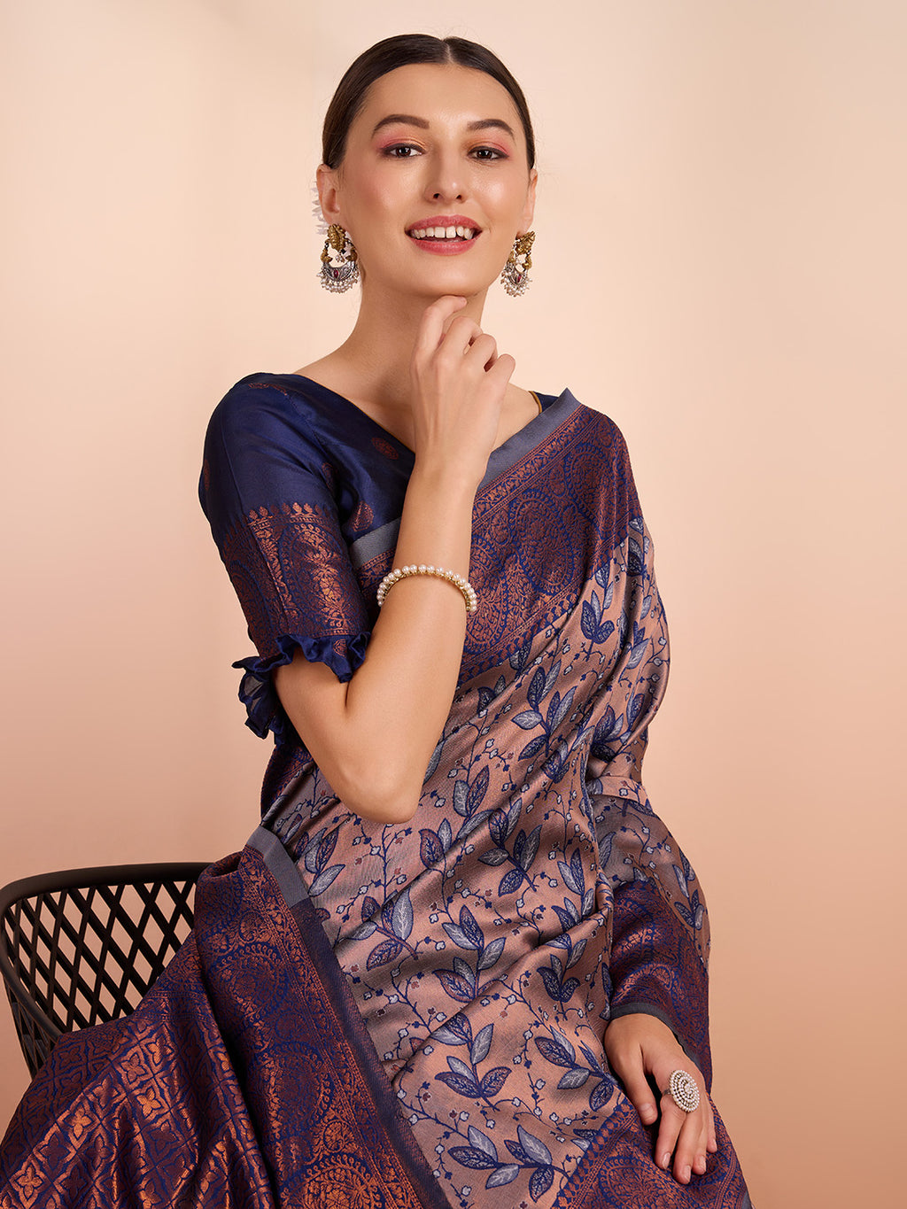 DrapeKatha Ash Opulence – Woven Banarasi Pure Silk Saree