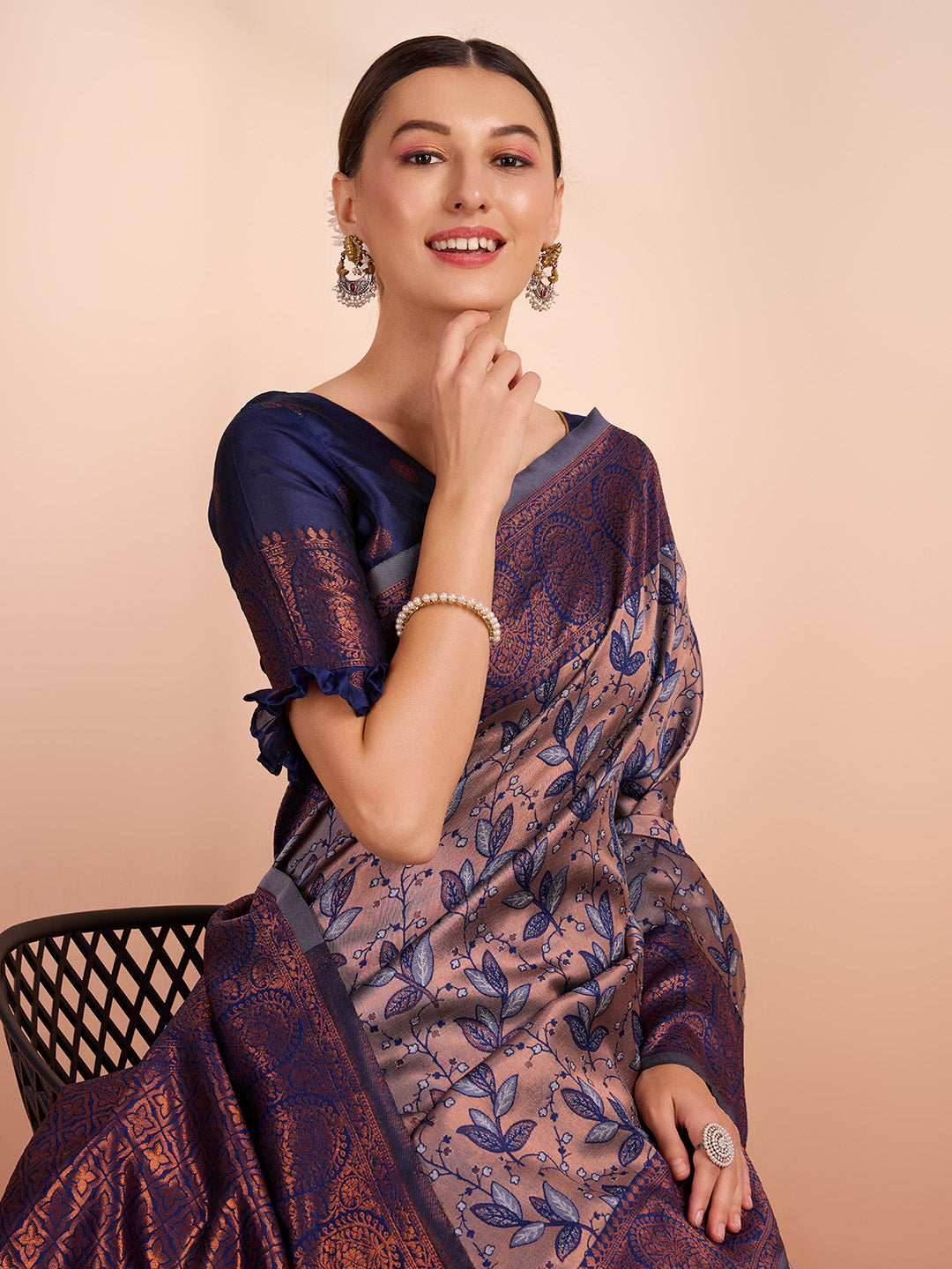DrapeKatha Ash Opulence – Woven Banarasi Pure Silk Saree