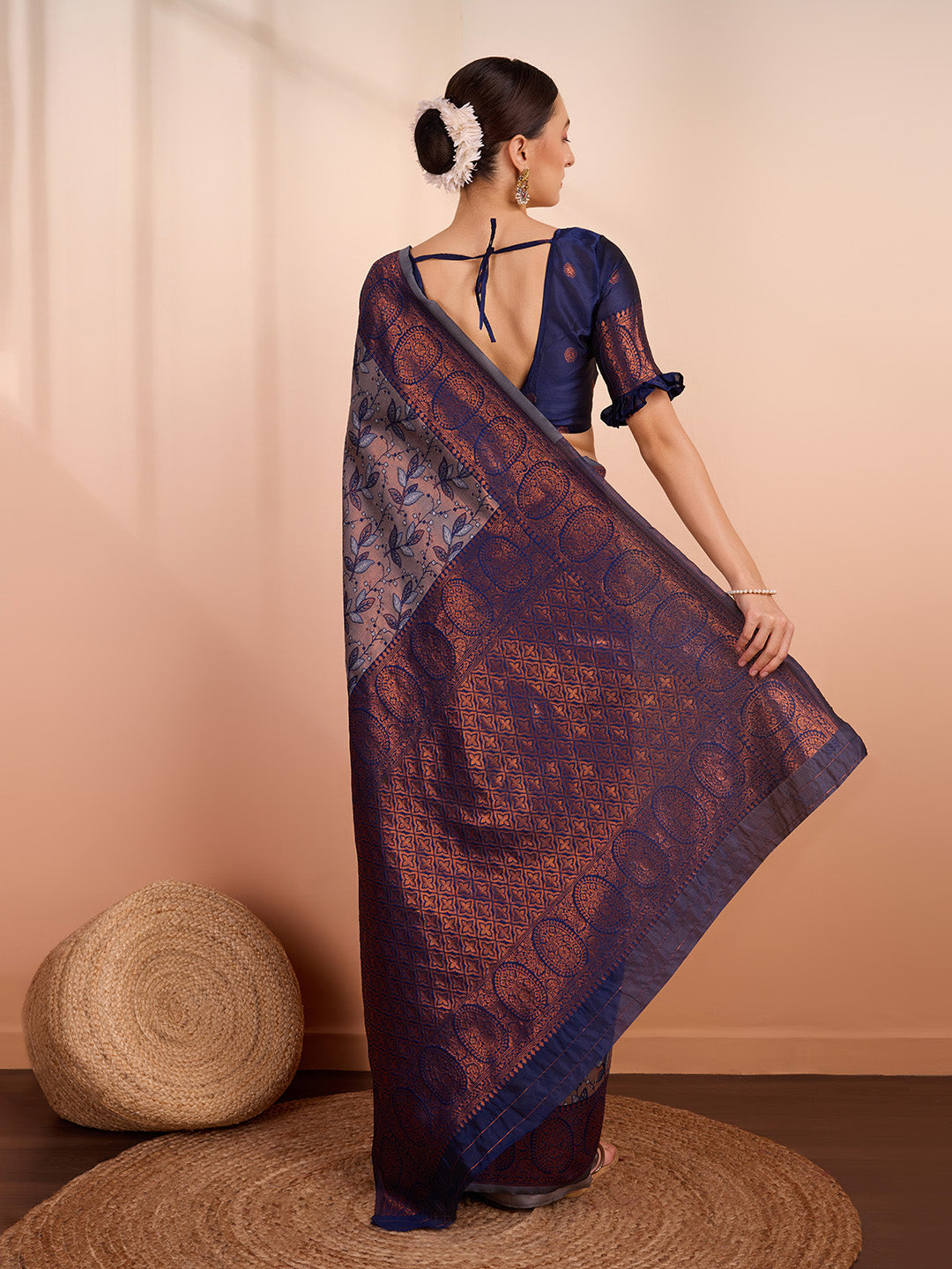 DrapeKatha Ash Opulence – Woven Banarasi Pure Silk Saree