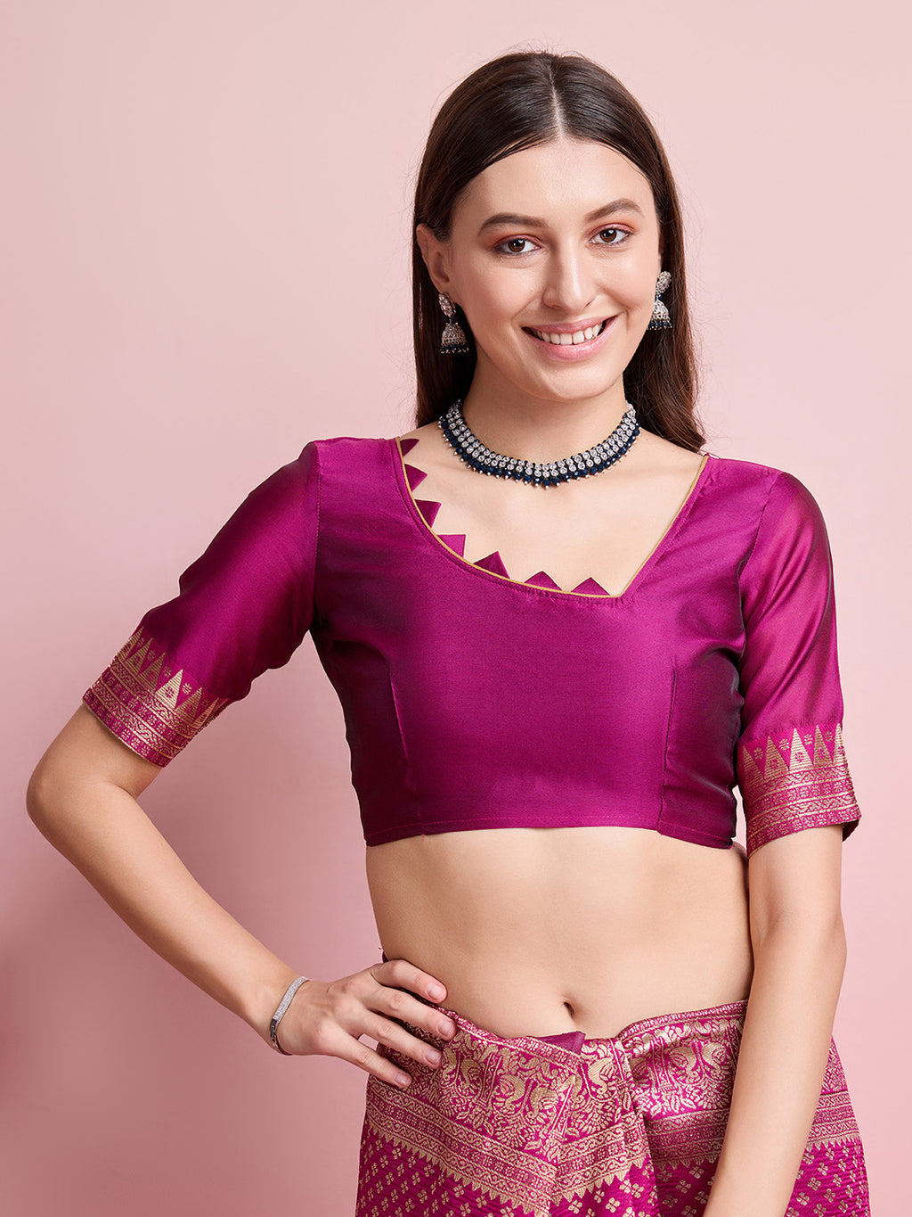 DrapeKatha Royal Blossom – Jari Weaved Banarasi Silk Blend Saree
