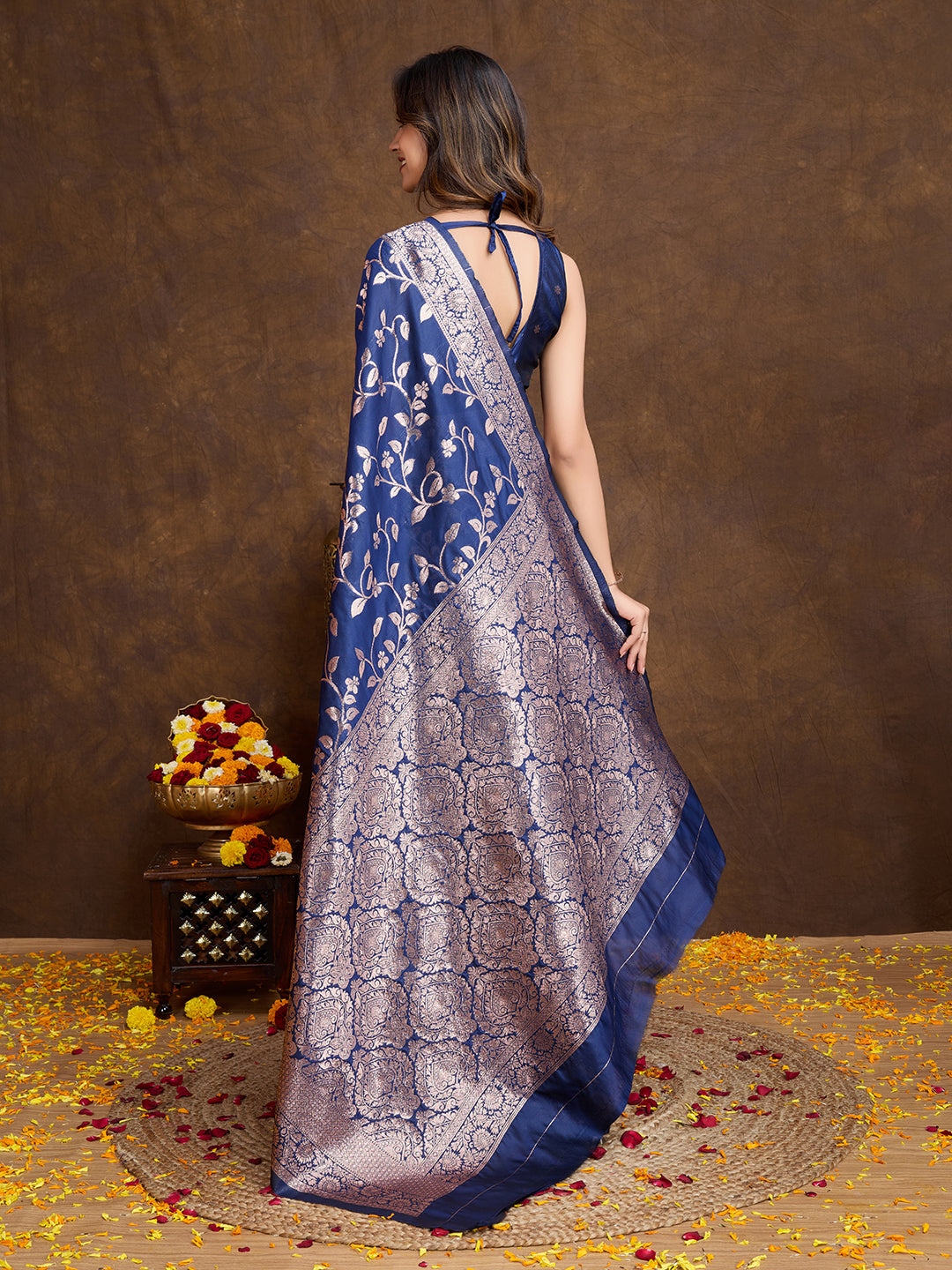 DrapeKatha Midnight Grace – Woven Bollywood Pure Silk Saree