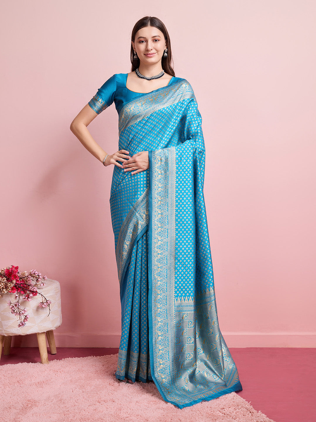 DrapeKatha Ocean Whisper – Jari Weaved Banarasi Silk Blend Saree