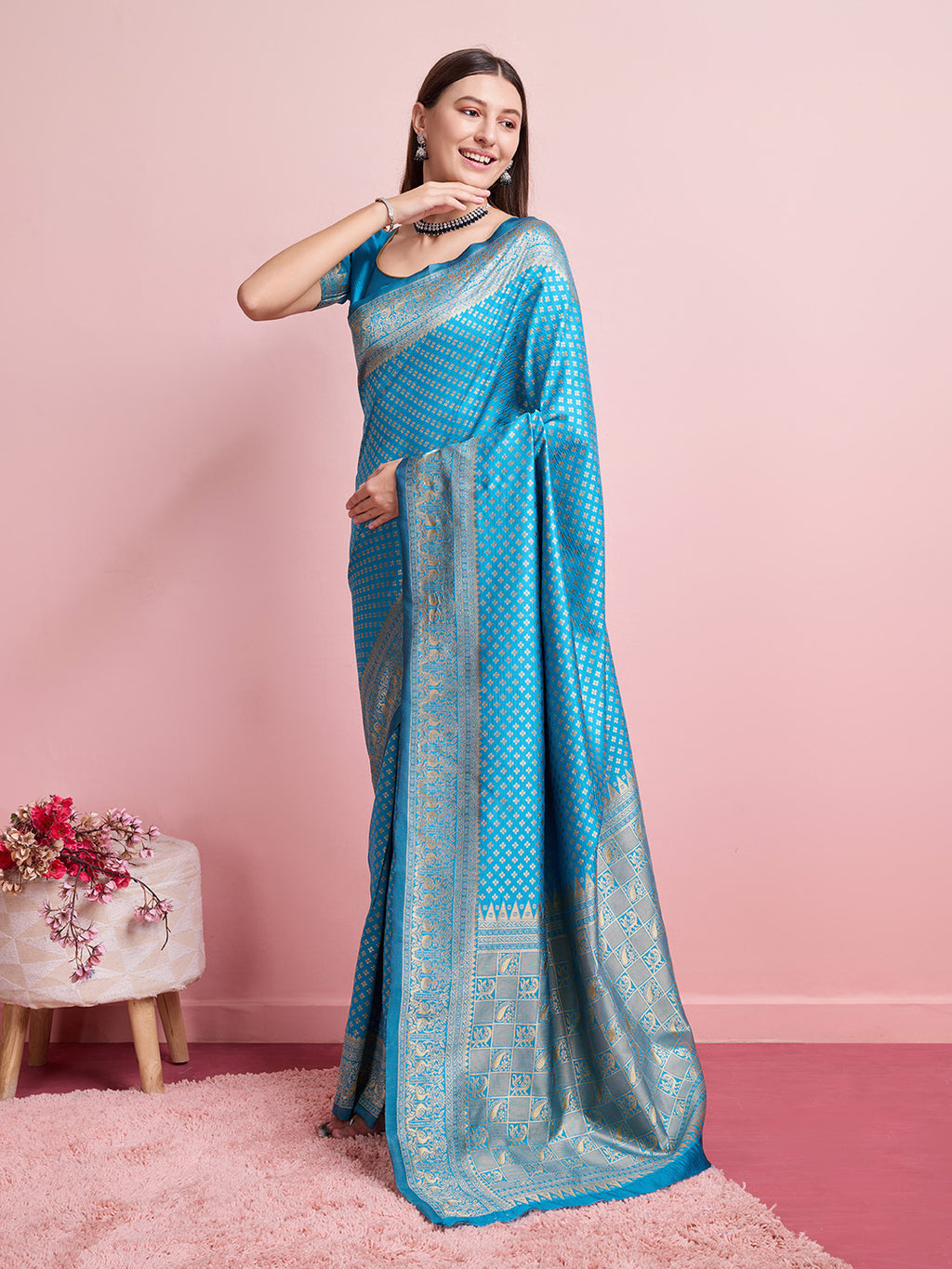 DrapeKatha Ocean Whisper – Jari Weaved Banarasi Silk Blend Saree