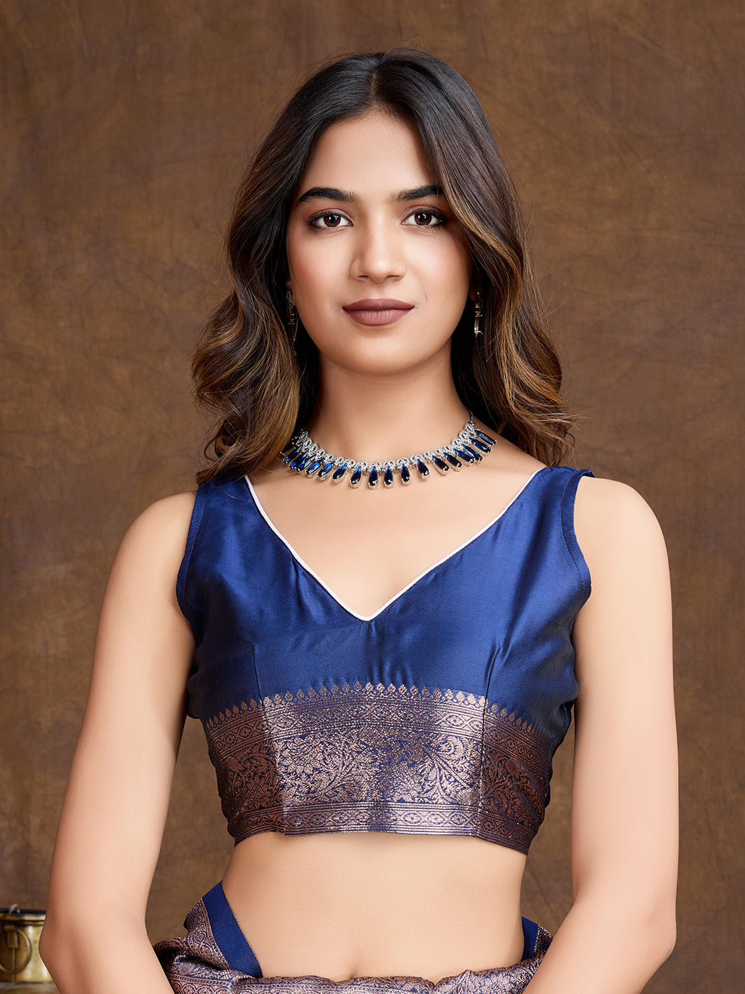 DrapeKatha Sapphire Poise – Woven Bollywood Pure Silk Saree