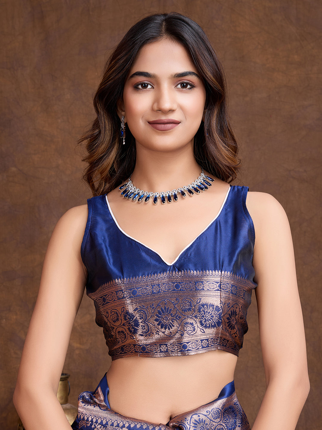 DrapeKatha Indigo Luxe – Woven Bollywood Pure Silk Saree
