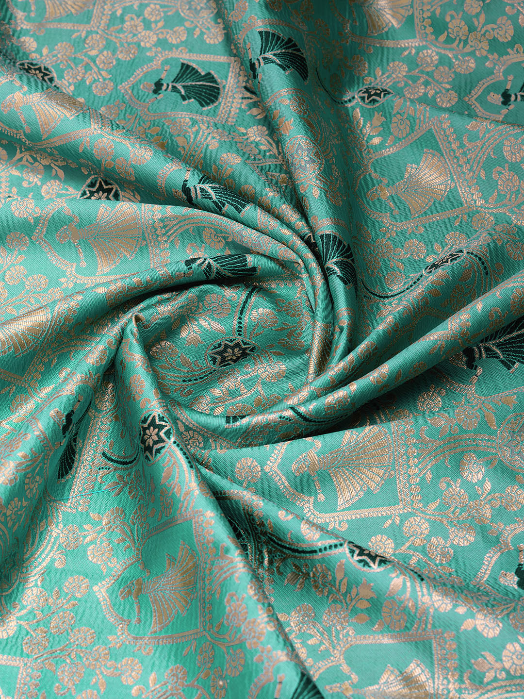 DrapeKatha Meadow Charm – Digital Print Banarasi Silk Blend Saree