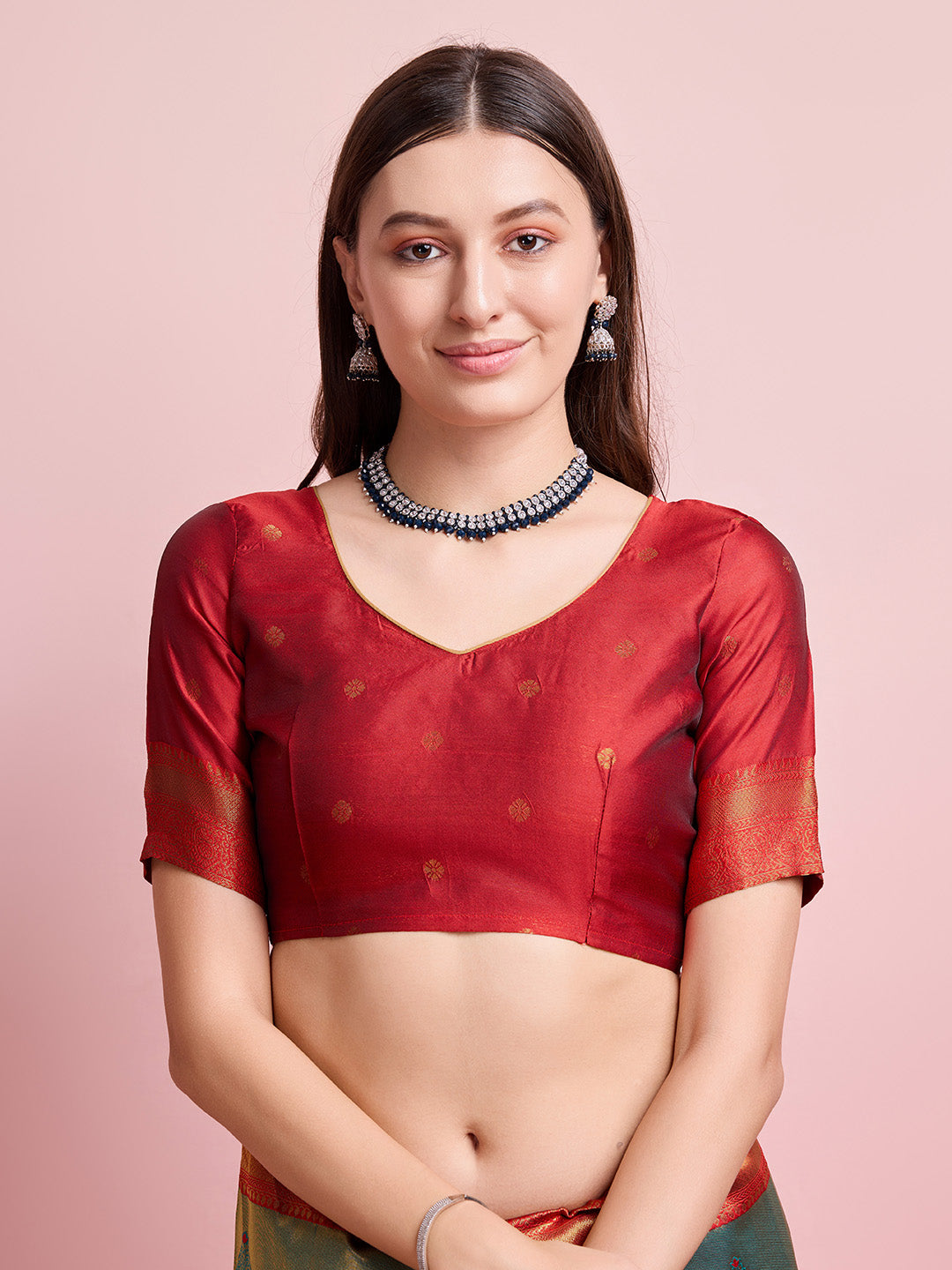 DrapeKatha Harvest Harmony – Digital Print Banarasi Silk Blend Saree