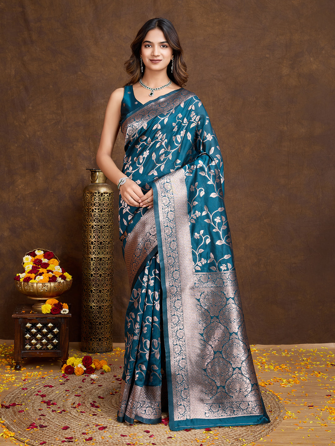 DrapeKatha Ocean Whisper – Woven Bollywood Pure Silk Saree