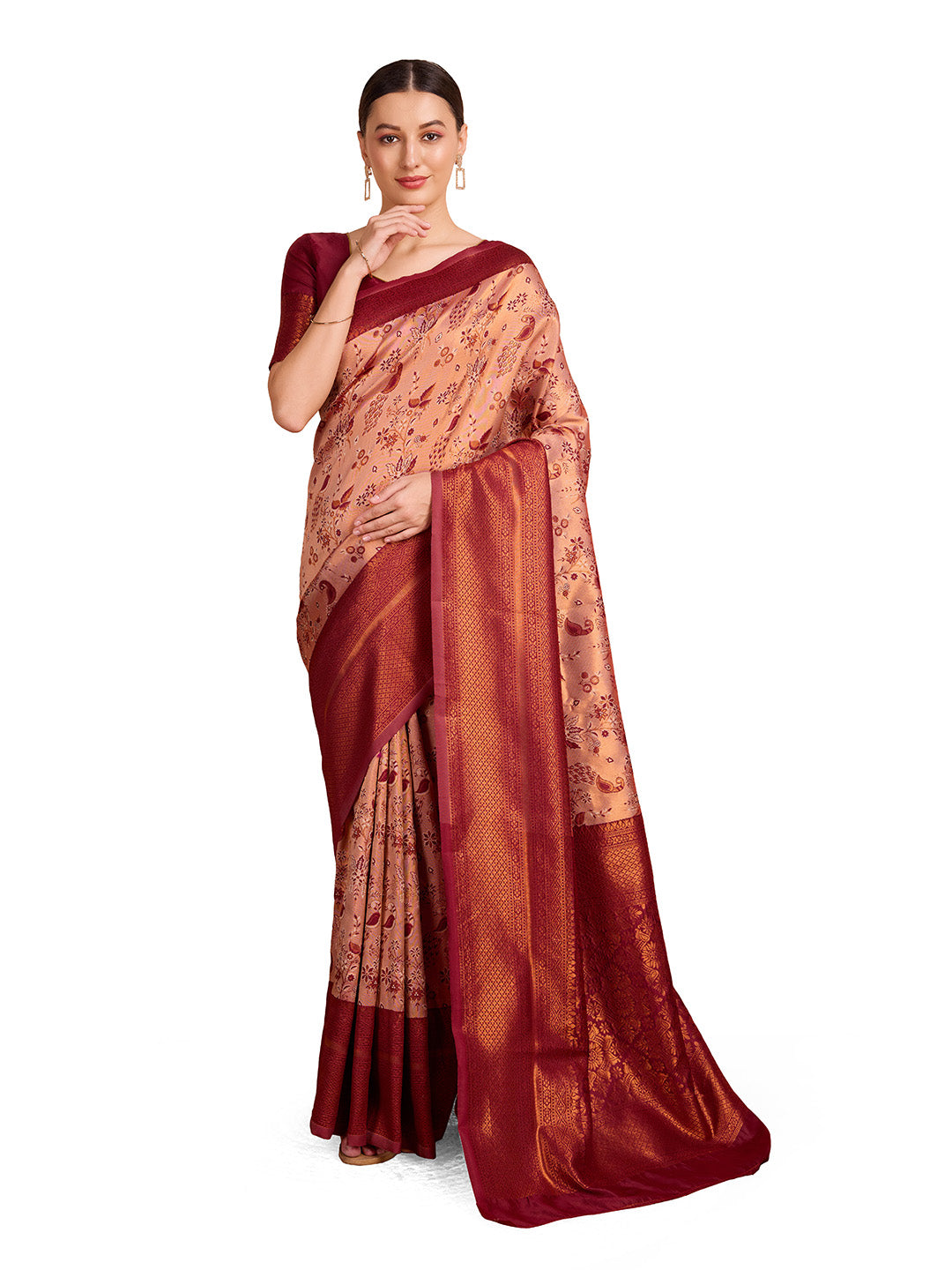 DrapeKatha Pink Petal Weave – Woven Banarasi Pure Silk Saree