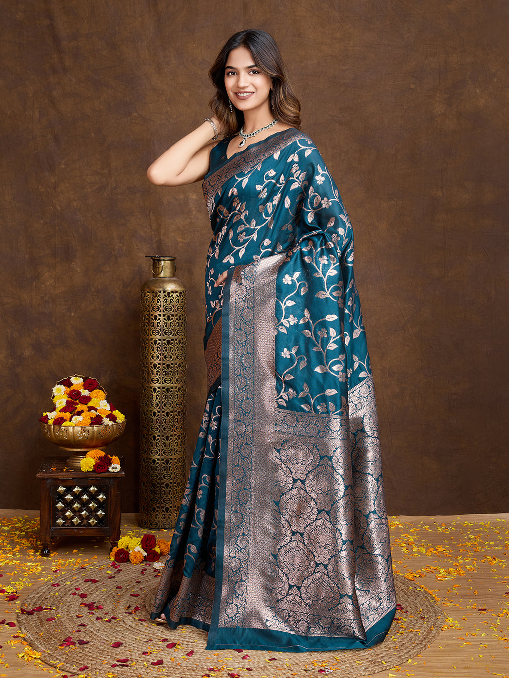 DrapeKatha Ocean Whisper – Woven Bollywood Pure Silk Saree
