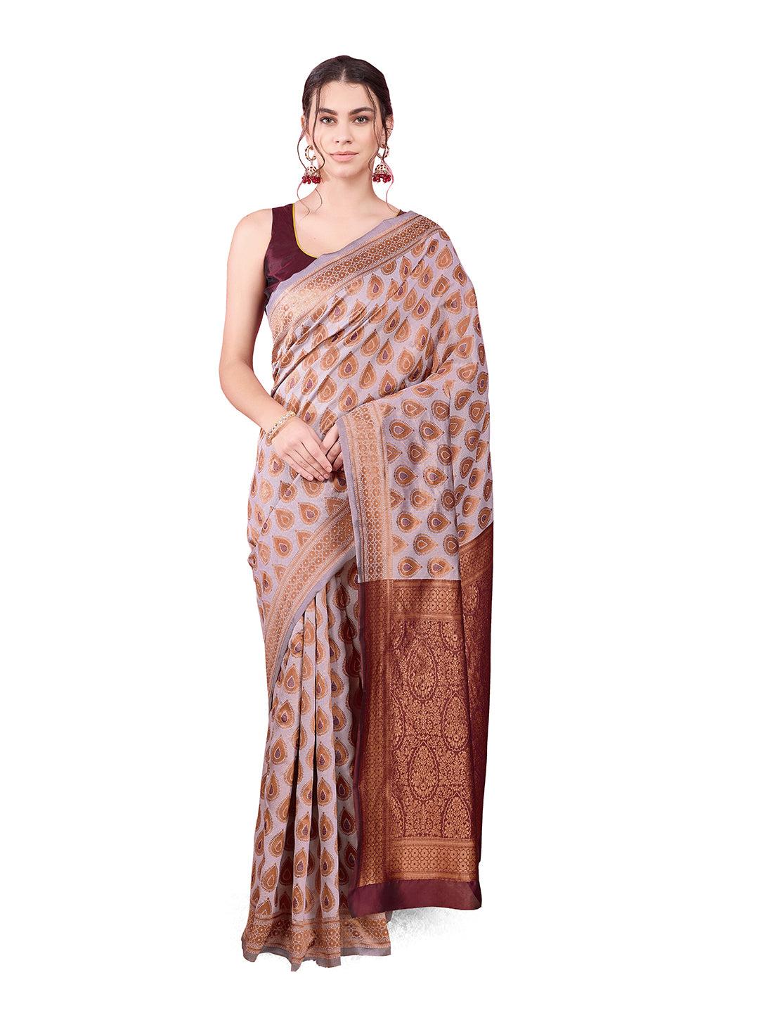 DrapeKatha Gulabi Gaze – Woven Bollywood Pure Silk Saree
