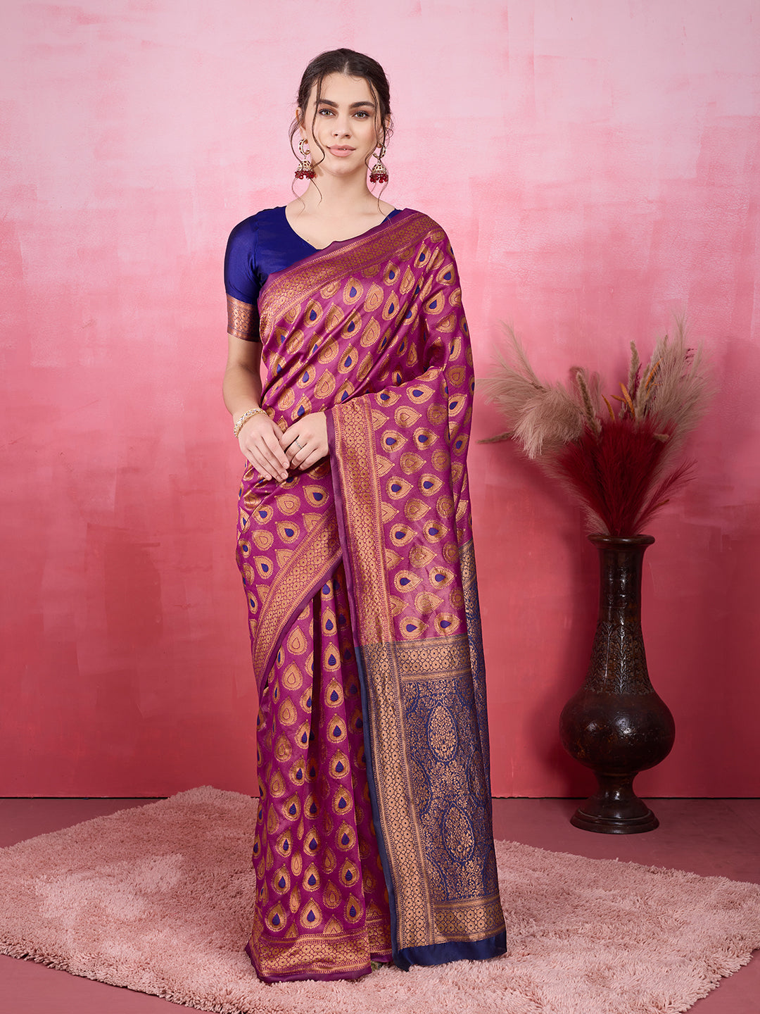 DrapeKatha Rosé Raga – Woven Bollywood Pure Silk Saree