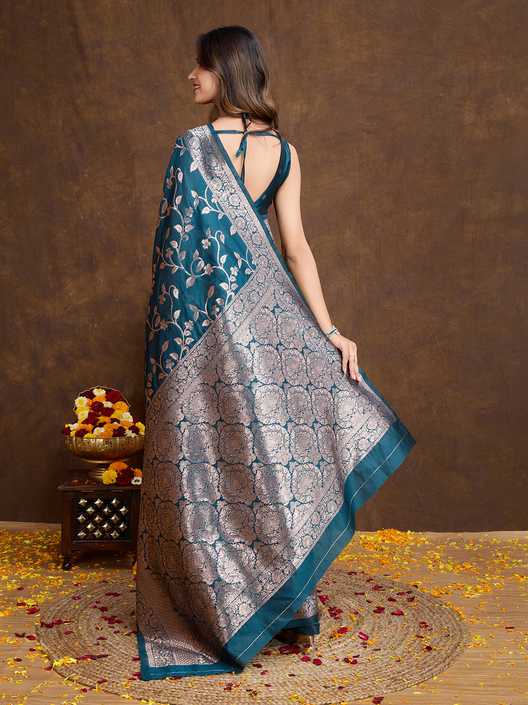 DrapeKatha Ocean Whisper – Woven Bollywood Pure Silk Saree