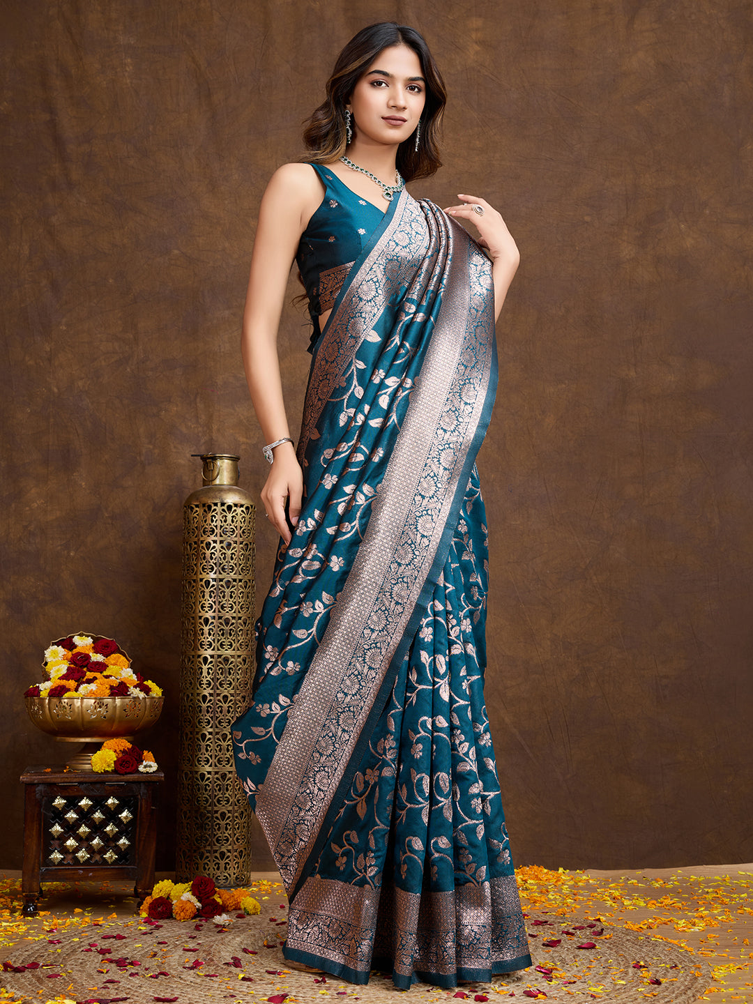 DrapeKatha Ocean Whisper – Woven Bollywood Pure Silk Saree