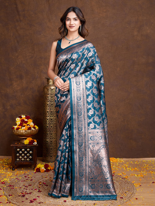 DrapeKatha Aqua Whisper – Woven Bollywood Pure Silk Saree