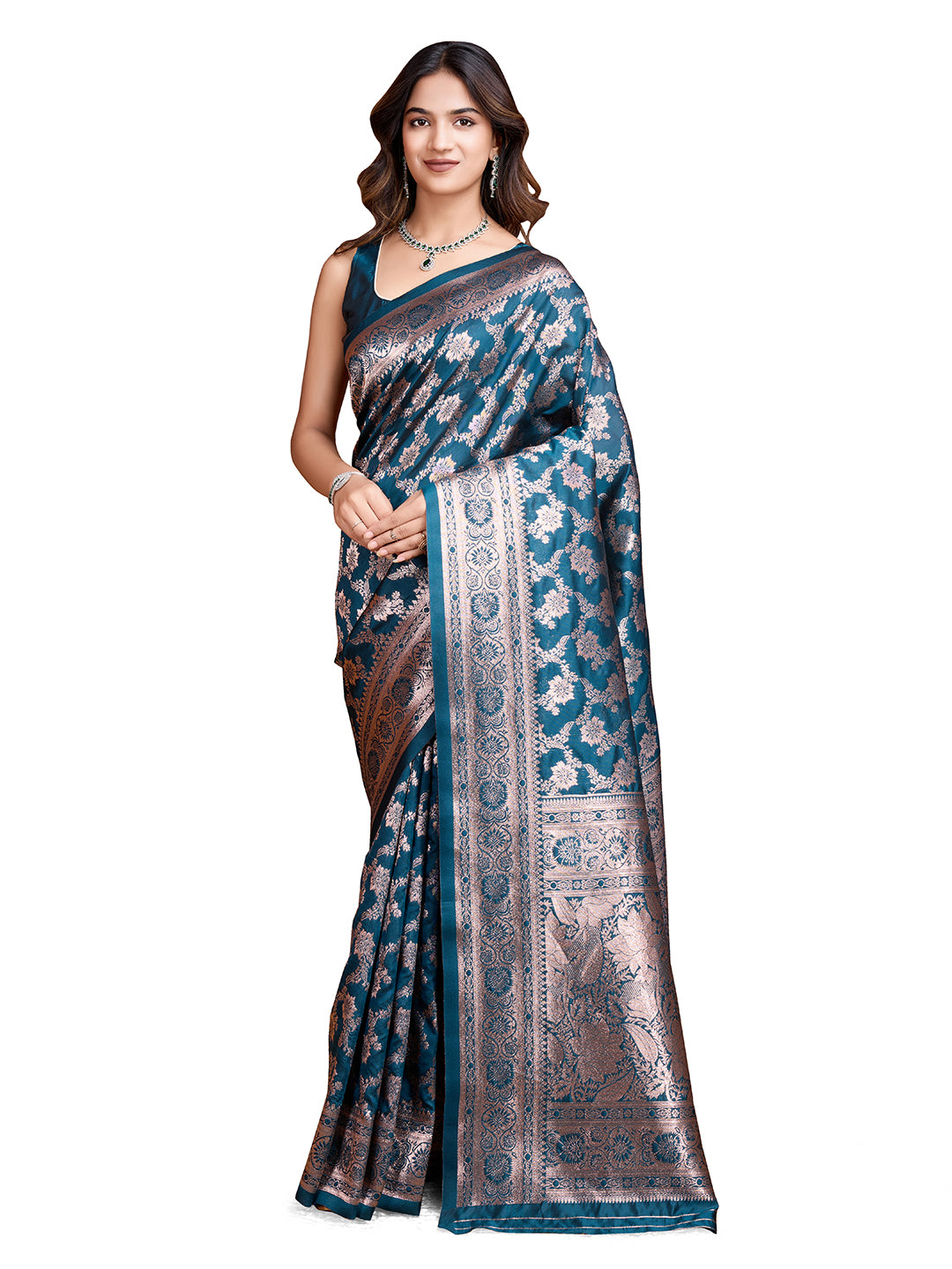 DrapeKatha Aqua Whisper – Woven Bollywood Pure Silk Saree