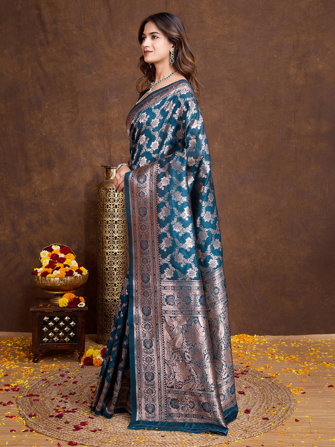 DrapeKatha Aqua Whisper – Woven Bollywood Pure Silk Saree