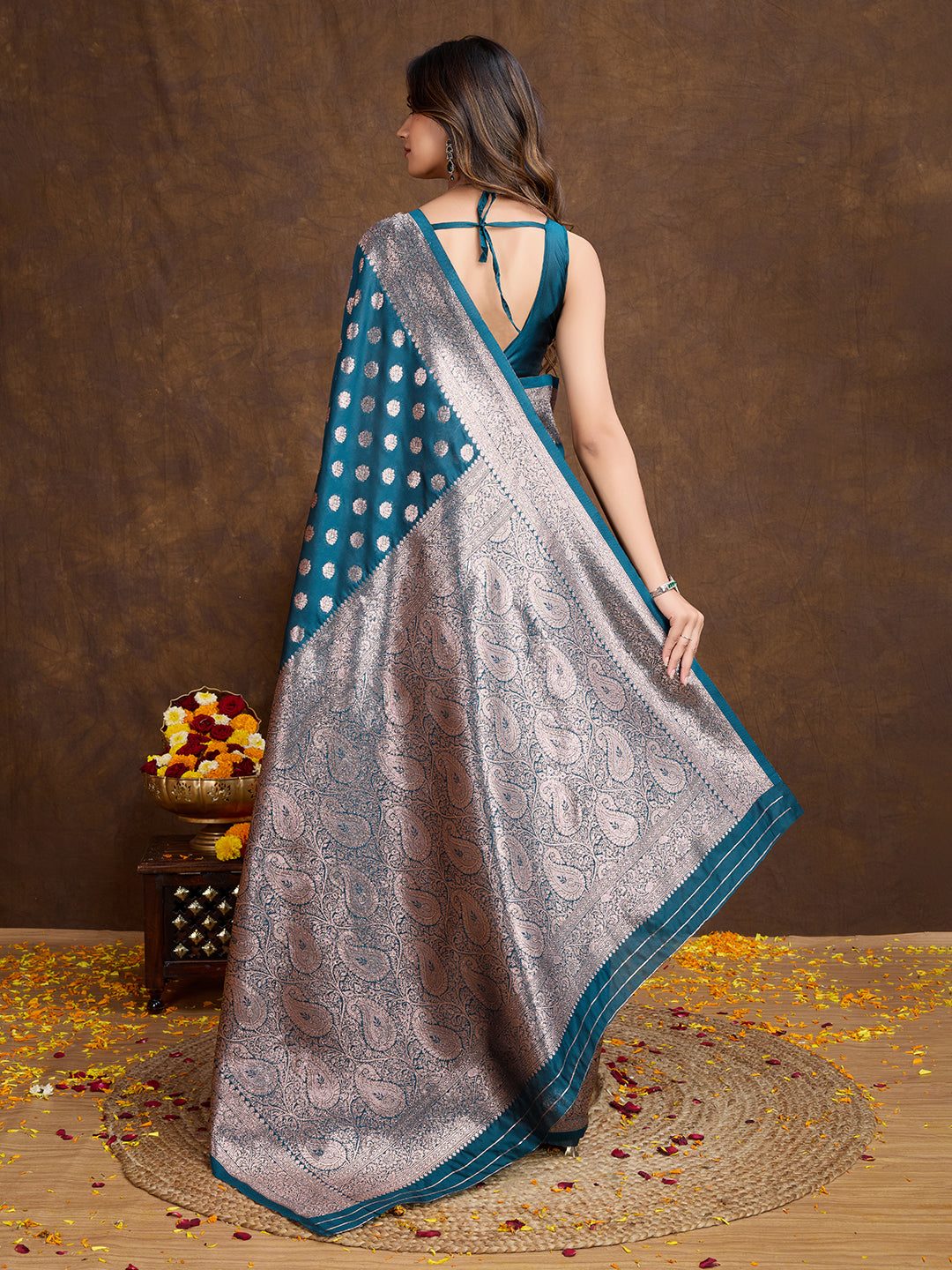 DrapeKatha Sky Serenity – Woven Bollywood Pure Silk Saree