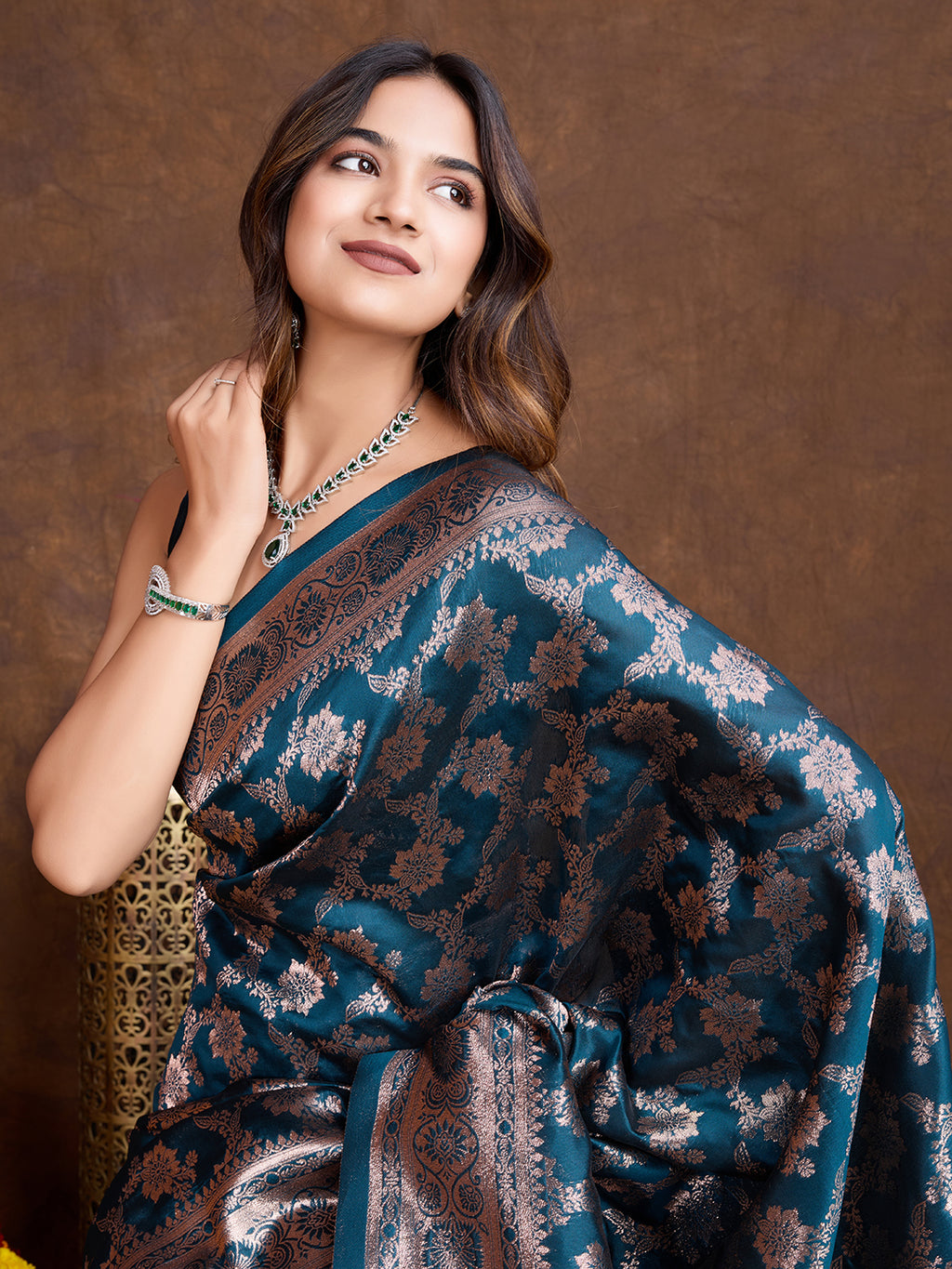 DrapeKatha Aqua Whisper – Woven Bollywood Pure Silk Saree