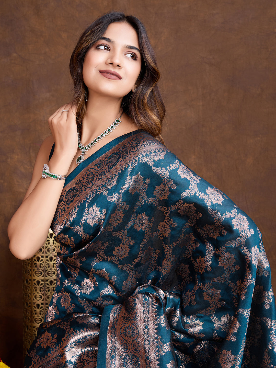 DrapeKatha Aqua Whisper – Woven Bollywood Pure Silk Saree