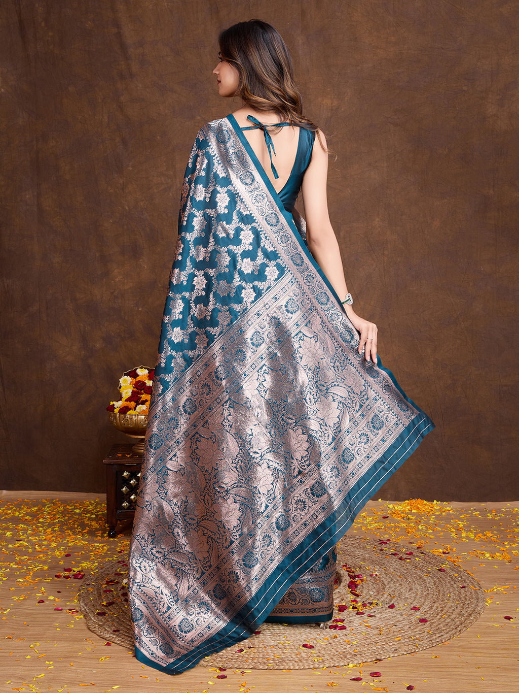 DrapeKatha Aqua Whisper – Woven Bollywood Pure Silk Saree