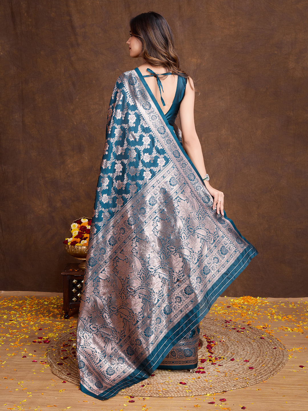 DrapeKatha Aqua Whisper – Woven Bollywood Pure Silk Saree