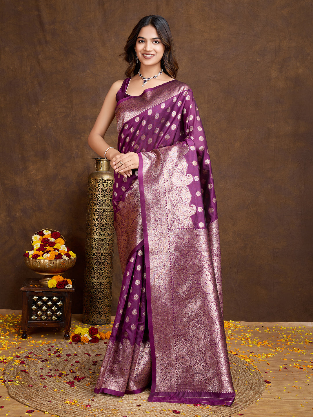 DrapeKatha Lavender Allure – Woven Bollywood Pure Silk Saree
