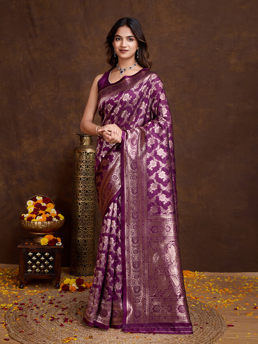DrapeKatha Lavender Luxe – Woven Bollywood Pure Silk Saree