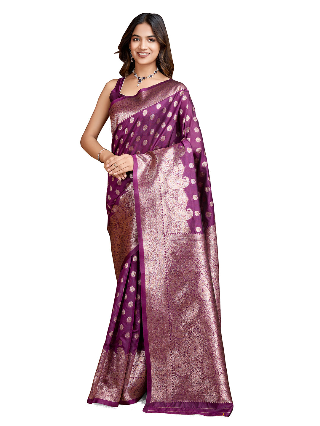 DrapeKatha Lavender Allure – Woven Bollywood Pure Silk Saree