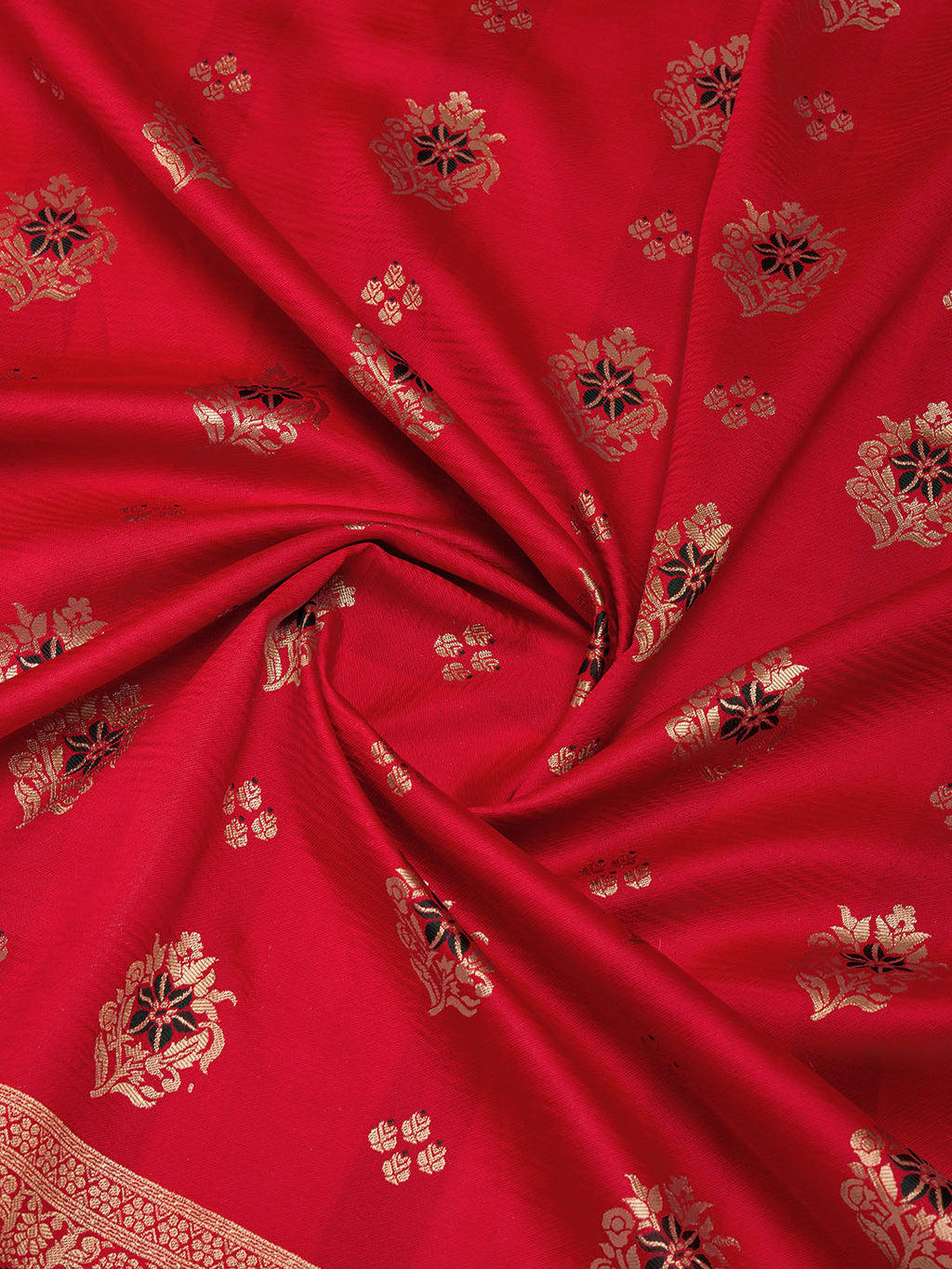 DrapeKatha Scarlet Sheen – Digital Print Banarasi Silk Blend Saree