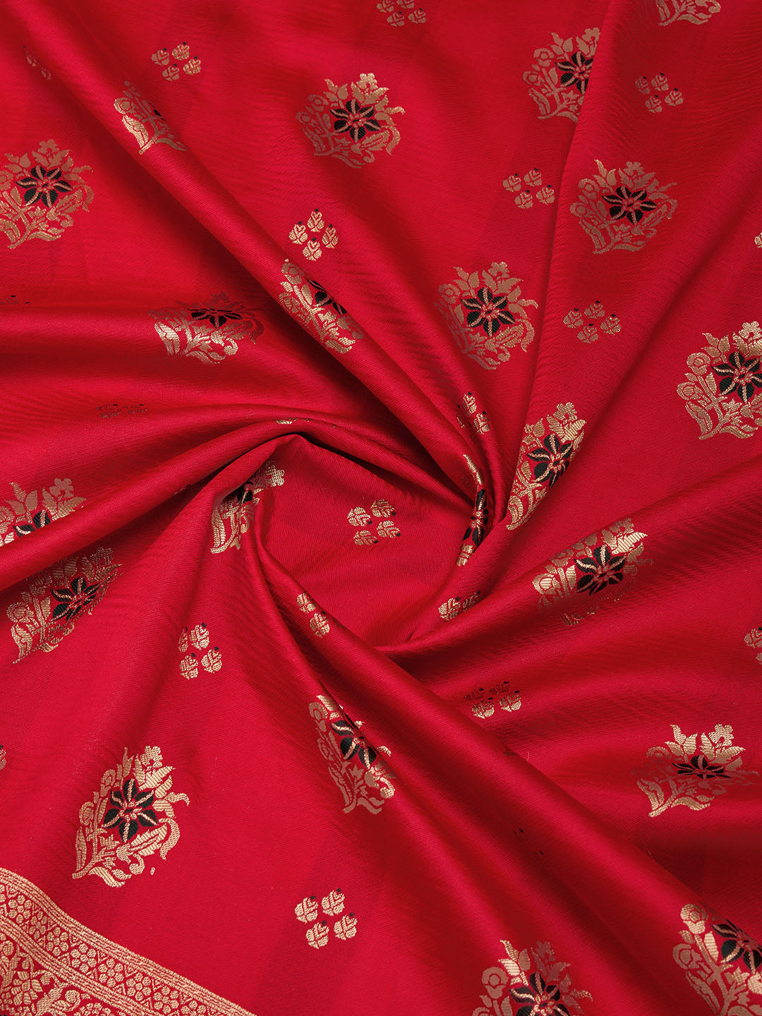 DrapeKatha Scarlet Sheen – Digital Print Banarasi Silk Blend Saree