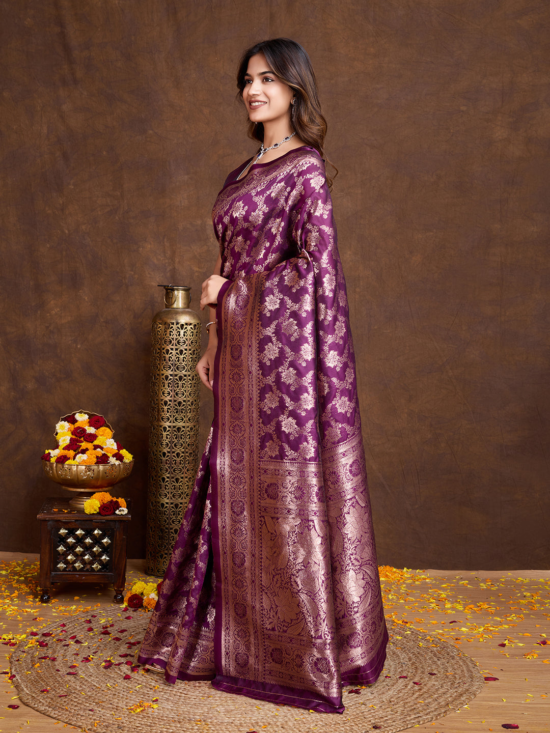 DrapeKatha Lavender Luxe – Woven Bollywood Pure Silk Saree