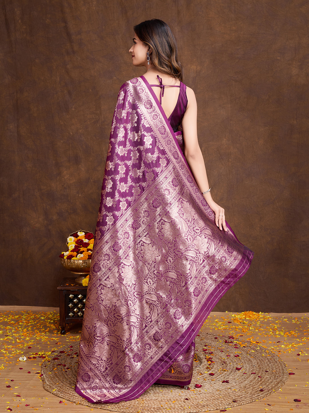 DrapeKatha Lavender Luxe – Woven Bollywood Pure Silk Saree